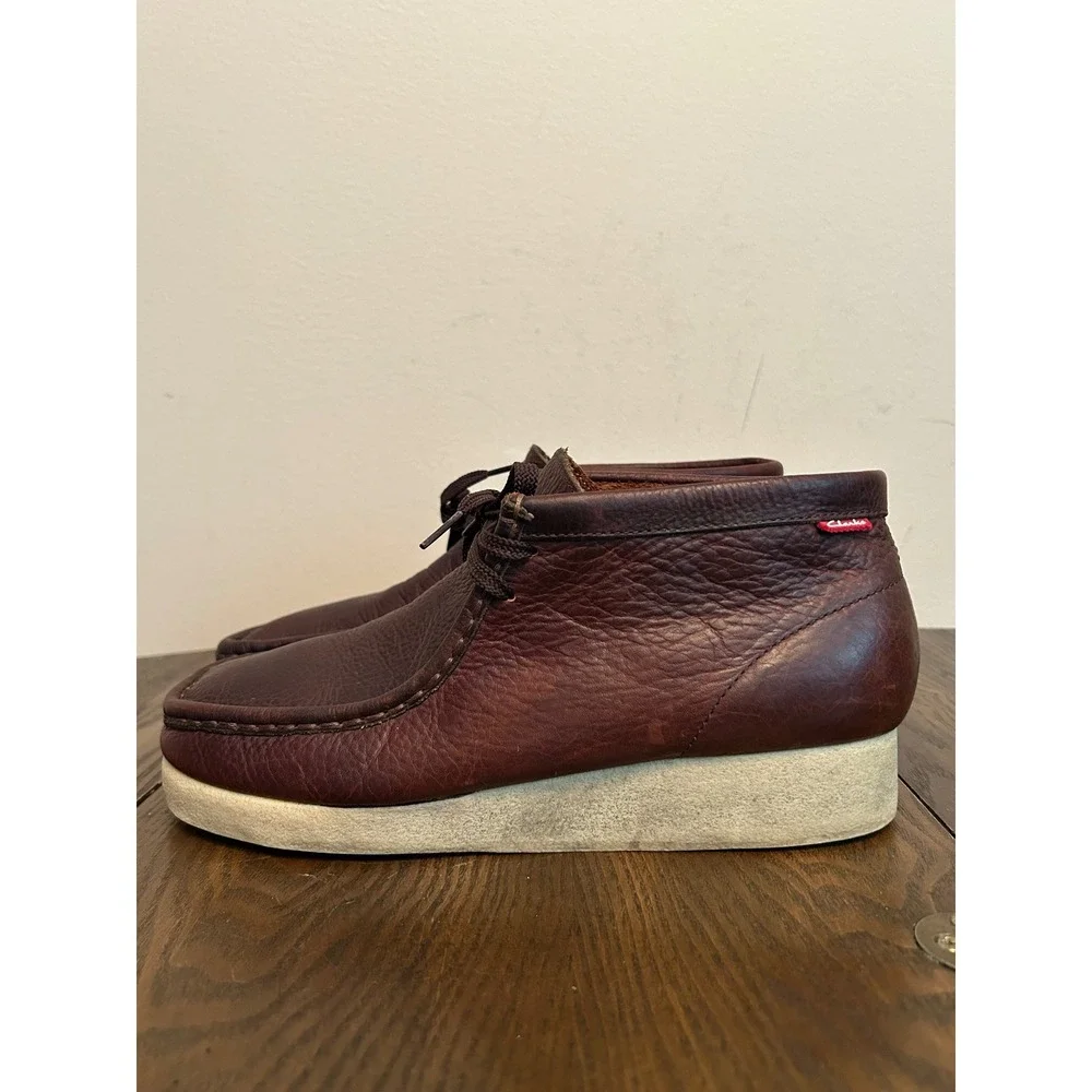 Original Clark's Men's Padmore 86256 Brown Oiled Leather Ankle Boots Size 9M